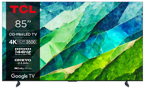 Телевизор QLED TCL 85" 85C855 черный 4K Ultra HD 120Hz DVB-T DVB-T2 DVB-C DVB-S DVB-S2  USB  WiFi  Smart TV