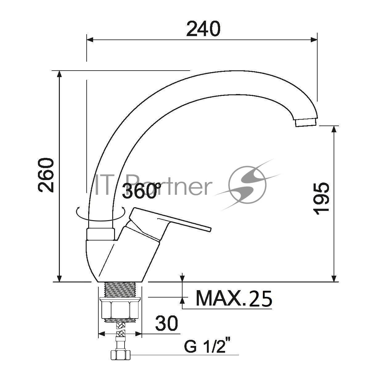 Смеситель для кухни SL132-011F ø35