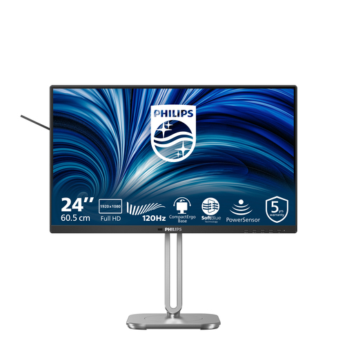Монитор Philips 24B2N4200 23.8'', 1920x1080, IPS, 120hz, 50M:1, 300cd, 4ms, VGA, HDMI 1.4, DP 1.2, 4xUSB 3.2, Speakers, H. adj 150mm, pivot, VESA, 3Y, Black/ Philips 24B2N4200 23.8'', 1920x1080, IPS, 120hz, 50M:1, 300cd, 4ms, VGA, HDMI 1.4, DP 1.2, 4xUSB 3.2, Speakers, h. adj 150, VESA, 3Y, Black