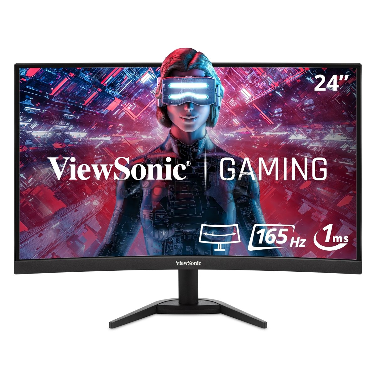 Монитор 23.6" Viewsonic VX2468-PC-MHD VA 1920x1080, 165 Гц, 1 мс, 16:9, 250 кд/м2, 2xHDMI, 1xDP, выход на наушники, изогнутый, черный