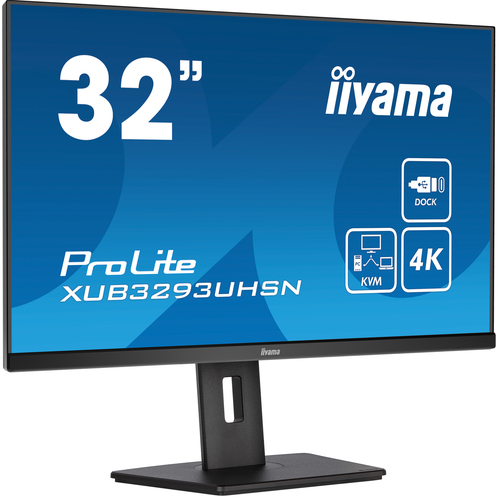 XUB3293UHSN-B5 - Монитор, iiyama, ProLite PL3293UH,XUB3293UHSN-B5, 31.5", 3840x2160, IPS, 60 Гц, HDMI, DP, USB (v3.2 x2), 350 кд/м2, 1000:1, 4мс, Регулировка наклона/вращения/высоты, 100х100,178/178, 16:9, 16.7, Черный