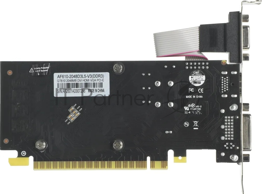 Видеокарта AFOX GeForce GT 610, 2 GB DDR3, 64 bit, HDMI, DVI-D, VGA, GPU 810 MHz