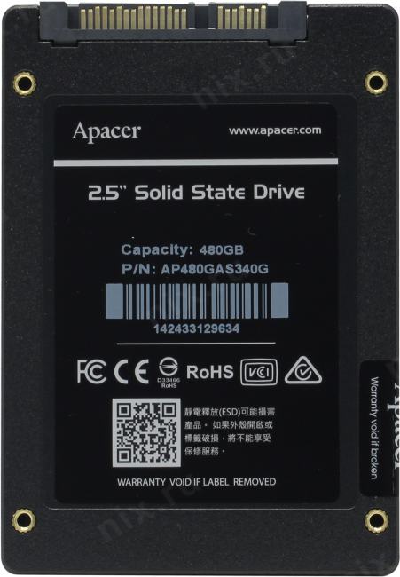 SSD 480 Gb SATA 6Gb/s Apacer AS340 Panther <AP480GAS340G-1>  2.5" 3D TLC