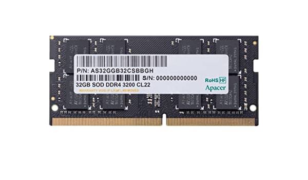 Оперативная память Apacer  DDR4  32GB  3200MHz SO-DIMM (PC4-25600) CL22 1.2V (Retail) 2048*8  3 years (AS32GGB32CSBBGH/ES.32G21.PSI)