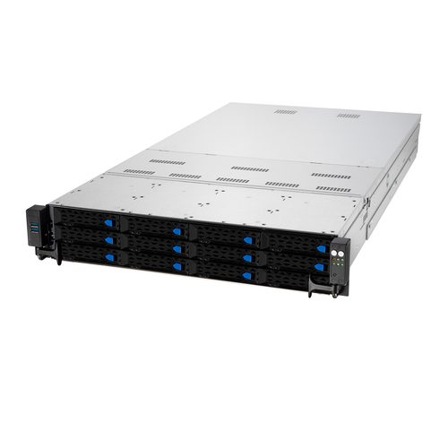 Серверная платформа/ ASUS RS720-E10-RS12, 2U, 2 x Socket P+ LGA 4189 (270W), C621A, 32x DDR4 3200, 12x 3.5/2.5" hsb (8x NVMe/SATA/SAS*+ 4x SATA/SAS*), Up to 9 x Expansion slots 8x PCIE x8* + 1x PCIe x16*, 1x 2- Port Intel X710-AT2  10G LAN + 1 x Mgmt LAN, 1+1 2400W