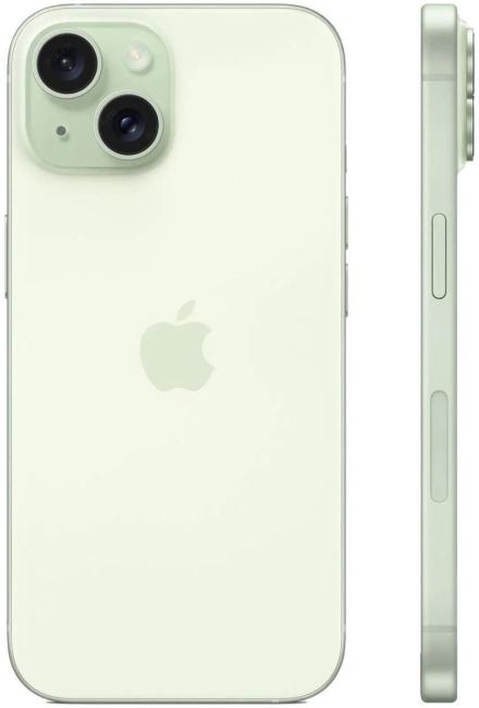 MTPA3HN/A Смартфон Apple A3090 iPhone 15 256Gb зеленый моноблок 3G 4G 1Sim 6.1" 1179x2556 iOS 17  48Mpix 802.11 a/b/g/n/