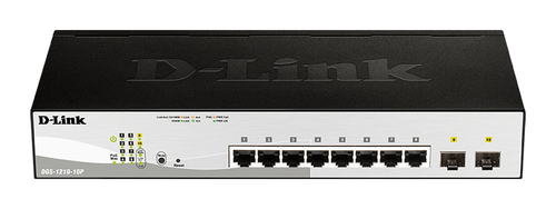 D-Link DGS-1210-10P/ME/B1A Управляемый L2 коммутатор с 8 портами 10/100/1000Base-T и 2 портами 1000Base-X SFP (8 портов PoE 802.3af/at, PoE-бюджет 78 Вт)