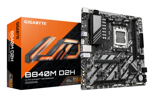Gigabyte B840M D2H {Socket AM5, AMD B840, 2xDDR5-5200, HDMI, 2xPCI-Ex16, 4xSATA3(RAID 0/1/10), 2xM.2, 8 Ch Audio, 1x2,5GLan, (4+4)xUSB2.0, (2+2)xUSB3.2, 1xPS/2, mATX} RTL