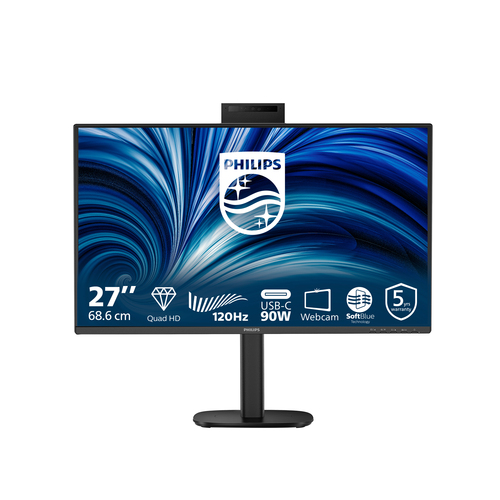 МОНИТОР 27" PHILIPS 27B2U3601H/00 Black с поворотом экрана (IPS, 2560x1440, 120Hz, 4 ms, 178°/178°, 350 cd/m, 1500:1)