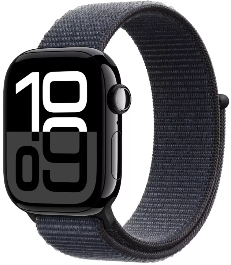 Умные часы Apple Watch Series 10, 46mm, Jet Black Aluminum Case, Sport Loop Оne size