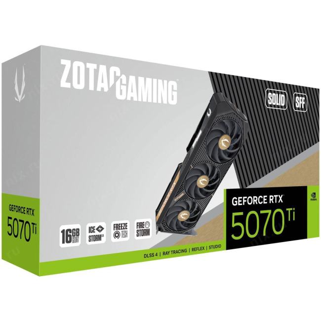 ZT-B50710D3-10P  Видеокарта Zotac PCI-E 5.0 RTX 5070 Ti SOLID SFF NVIDIA GeForce RTX 5070TI 16Gb  256bit GDDR7 2452/2800