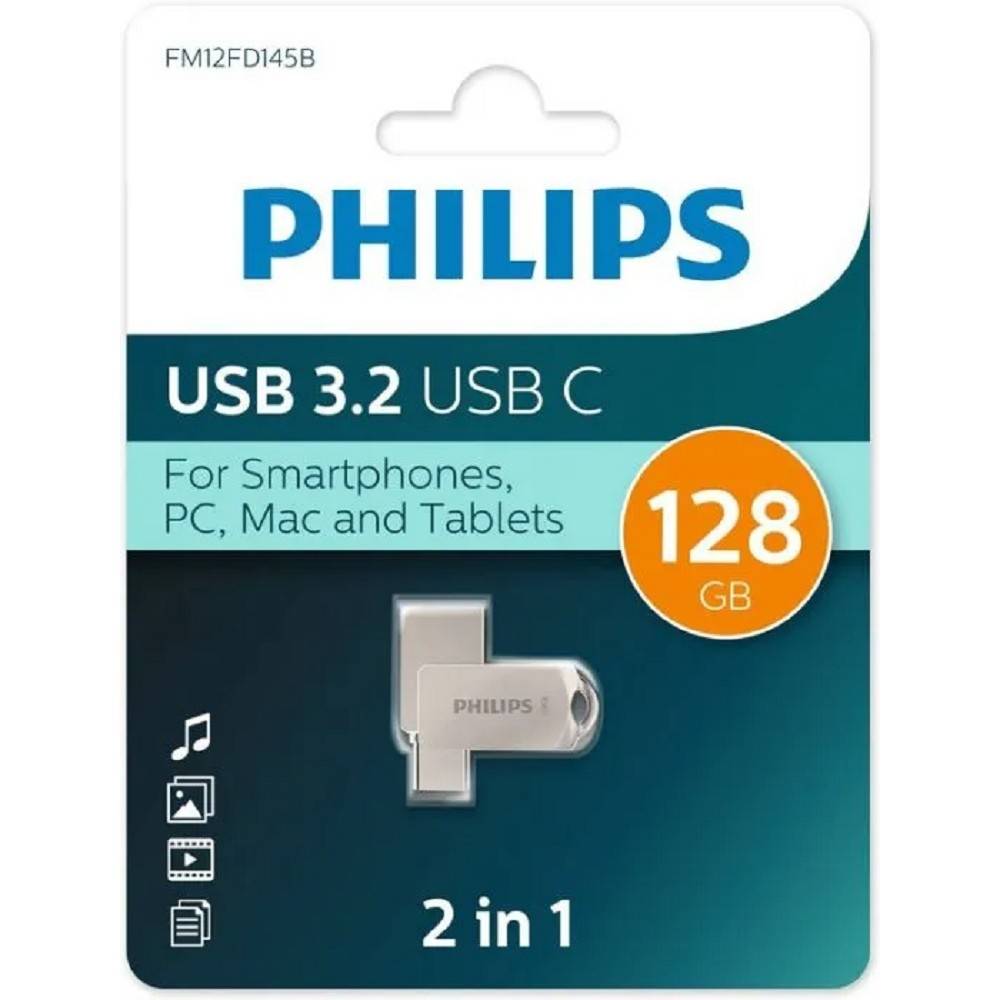 Флешка Philips FM12FD145B/97, 128ГБ, USB 3.2 Type-C