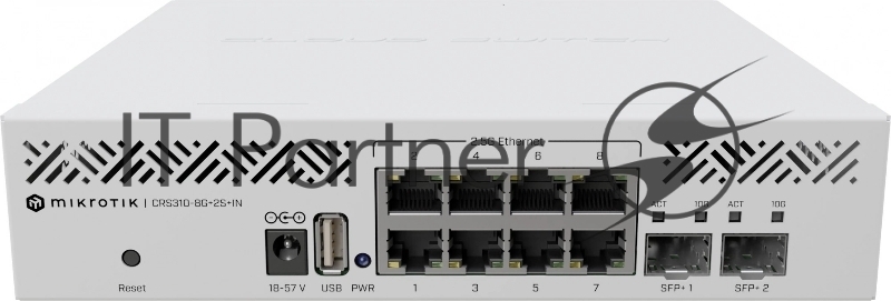 Коммутатор MikroTik CRS310-8G+2S+IN, 8×2.5 Гбит/с + 2×10 Гбит/с SFP+, управляемый