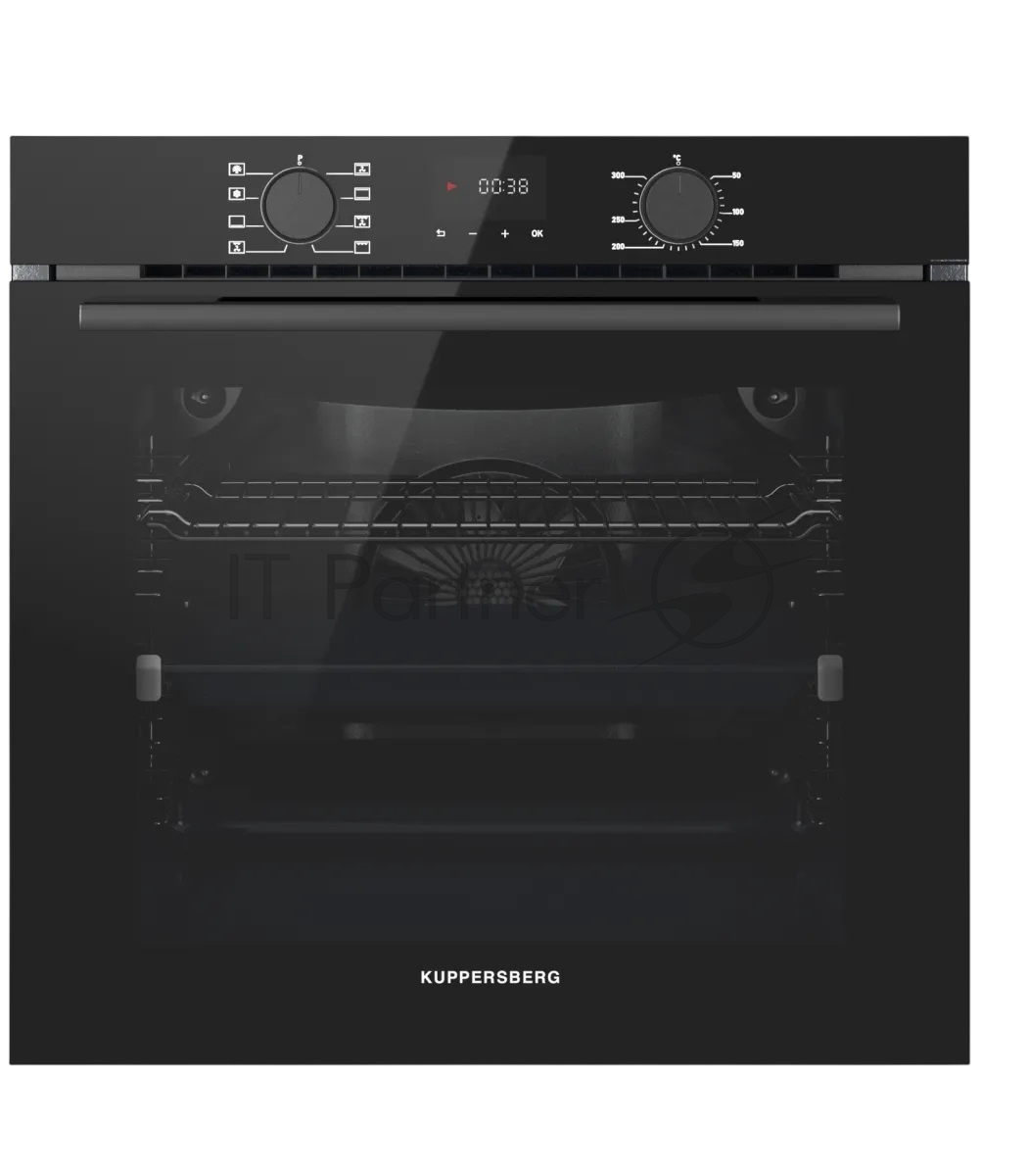 Духовой шкаф Kuppersberg HF 608 Black, доводчик двери, цвет черный, цвет фурнитуры черный