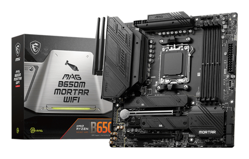 Материнская плата MSI - MAG B650M MORTAR WIFI, mATX, AMD B650, 1xAM5, 4xDDR5 до 128ГБ, 1x2.5GbE, audio, M.2, Wi-Fi, Bluetooth, HDMI, DP, 6xSATA, 7xUSB3.2, 1xUSB3.2 Type C, MAG B650M MORTAR WIFI