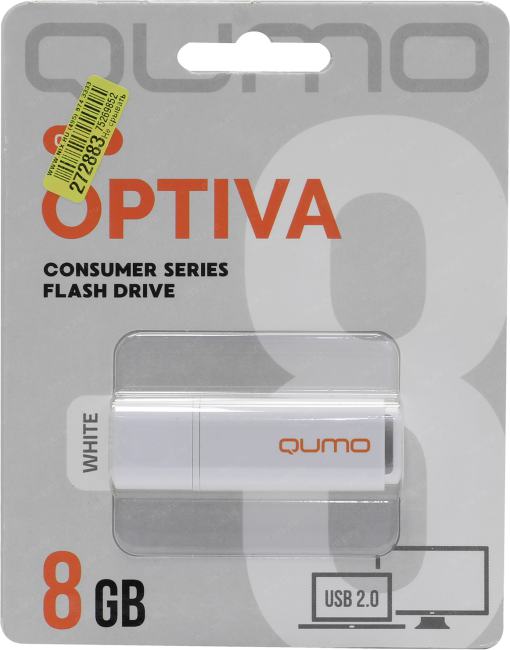 Qumo Optiva <QM8GUD-OP1-White> USB2.0 Flash  Drive 8Gb (RTL)