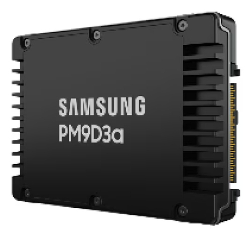 Твердотельный накопитель Samsung Enterprise SSD, 2.5"(SFF/U.2) 15mm, PM9D3a, 960GB, PCIe5.0 1x4 NVMe 2.0, R12000/W1600Mb/s IOPS(R4K) 1000K/70K, MTBF 2.5M, 1DWPD/5Y TBW 1752TB, OEM, (replace MZQL2960HCJR-00A07)