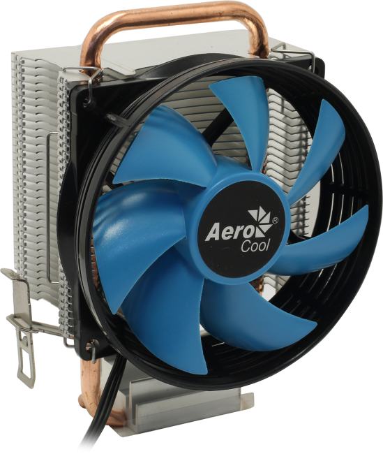 Устройство охлаждения(кулер) Aerocool Verkho 1-3P Soc-AM5/AM4/1200/1700/1851 серебристый/синий 3-pin 28dB Al+Cu 100W 280gr Ret