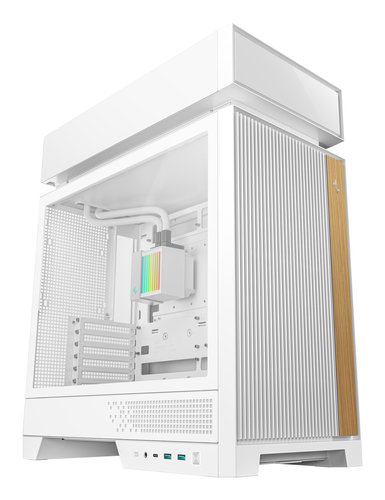 Корпус Deepcool CL6600 WH без БП, боковое окно (закаленное стекло), 360 СЖО и 2x120мм ARGB вентилятор снизу,  белый,  ATX