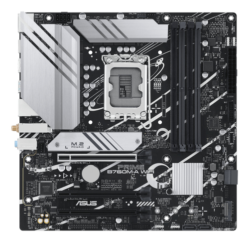 Материнская плата ASUS PRIME B760M-A WIFI, LGA 1700, Intel B760, 4xDDR5, 4xSATA, 2xM.2, 1xPCIe 4.0 x16, 1xPCIe 4.0 x4, 1xPCIe 4.0 x1, 2xHDMI, 1xDP, 1x 2.5Gb LAN, 2xUSB-A 3.2 Gen 2, 4xUSB-A 2.0, 3x3.5 мм, 7.1, mATX