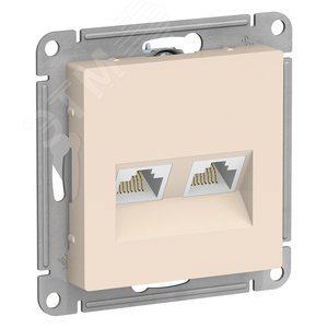 Розетка Systeme Electric ATN000285 AtlasDesign, двойная, компьютерная,  RJ45+RJ45,  кат.5E,  механизм, бежевая
