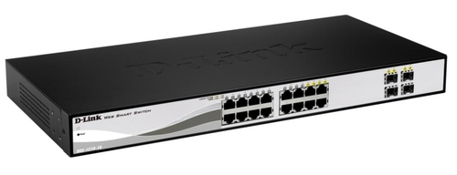 Коммутатор Настраиваемый (Smart) D-Link - DGS-1210-16, Layer 2, 16-1GbE, 4-SFP, ROM-32MB, RAM-128MB, SNMP, telnet, Web, в стойку, серебристый, DGS-1210-16/G2A