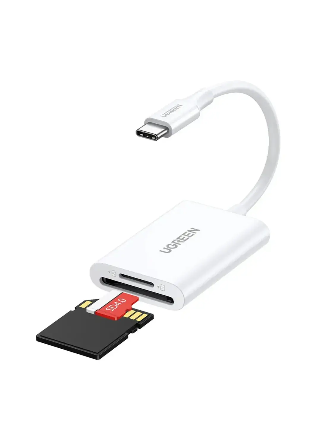 35506_ Кардридер многофункциональный UGREEN CM265 (35506) USB-C to SD+TF 3.0 Multifunction Card Reader.  Цвет:  белый