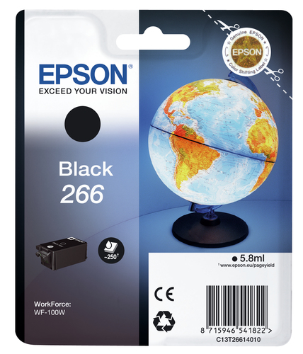 Картридж струйный EPSON (C13T26614010) WorkForce WF-100W, черный, оригинальный, ресурс 250 стр.