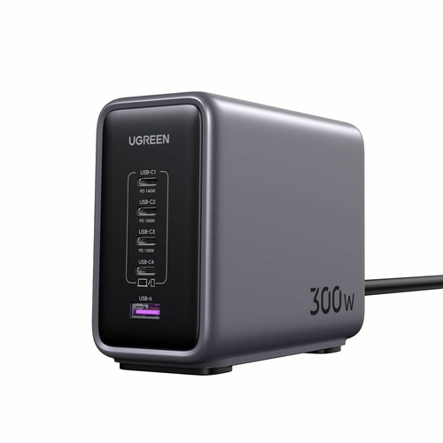 90903B Зарядное устройство UGREEN CD333 (90903B) Nexode 300W 5-Port PD GaN Fast Desktop Charger  EU. Цвет: серый