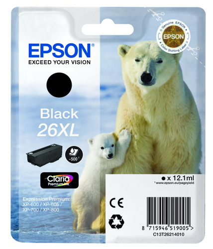 Картридж 26XL <C13T26214010/2> Black для  Epson  XP-510/600/605/610/700/710/800/810