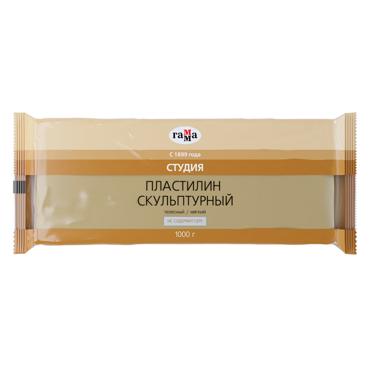 Пластилин скульптурный Гамма "Студия", телесный, мягкий, 1кг (2.80.Е100.002)