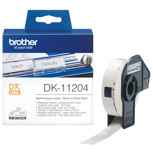 Термотрансферная лента Brother DK11204 (17мм, 400 этикеток,  Black on White)