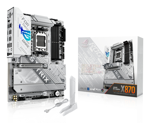 Материнская плата ASUS ROG STRIX X870-A GAMING WIFI, AM5, AMD X870, 4xDDR5, 2xSATA, 4xM.2, 1xPCI-E 4.0 x4, 1xPCI-E 5.0 x16, 1xHDMI, 1xDP, 1x 2.5Gb LAN, 4xUSB-A 3.2 Gen 1, 5xUSB-A 3.2 Gen 2, 1xUSB-C 3.2 Gen 2, 2xUSB4, 2x3.5 мм, 7.1, ATX
