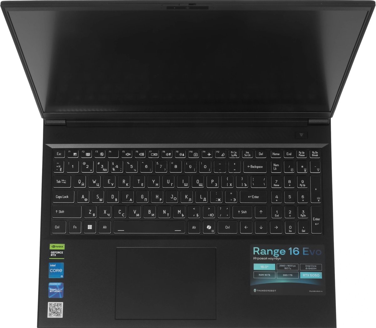 Ноутбук Thunderobot Range 16 Evo/16"/IPS/Intel Core i5 13420H/16Gb/1Tb SSD/NVIDIA GeForce RTX 5050 8Gb/DOS/черный/2.1kg
