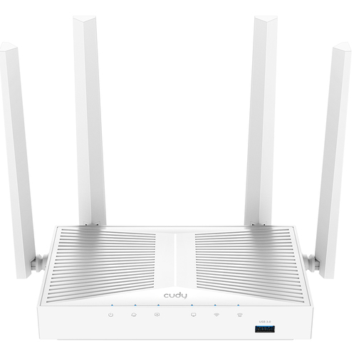 Маршрутизатор CUDY AC1200 Gigabit Wi-Fi Mesh Router with USB, Chipset MediaTek, 5 x 10/100/1000Mbps RJ45 Ports, 4 x 5dBi fixed antennas, 1 USB 3.0, WiFi router/AP/ Repeater/WISP Mode, 802.11ac/a/b/g/n, 867Mbps at 5GHz + 300Mbps at 2.4GHz, Zerotier/Wireguard/OpenVPN/IPSec/L2T (WR1300S)