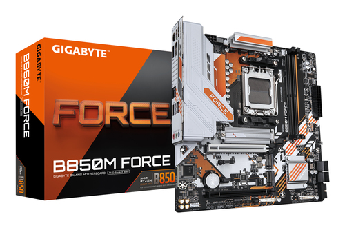 Материнская плата GIGABYTE B850M FORCE, AM5, AMD B850, 2xDDR5, 4xSATA, 3xM.2, 1xPCIe 5.0 x16, DisplayPort, HDMI, 1x2.5Gb LAN, 3x3.5 мм, 7.1, microATX