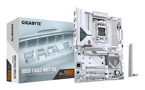 Материнская плата GIGABYTE B850 EAGLE WIFI7 ICE, AM5, B850, 4*DDR5, 4*SATA, 3*M.2, 4*USB 3.2, 4*USB 2.0, Type-C, 2*PCIx16, DP+HDMI, ATX
