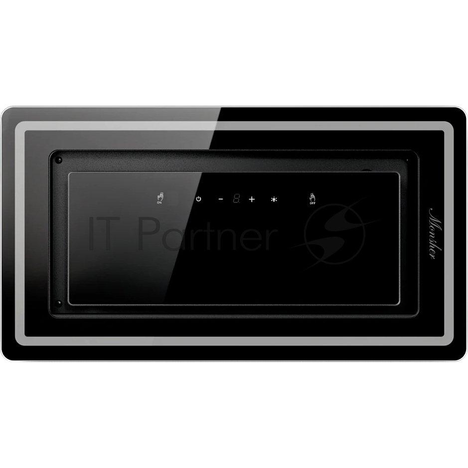 Встраиваемая вытяжка MONSHER LUMIA 60 NOIR, High-Tech, 52 см, сенсорное управление, 3 скорости, 345 м3/ч, обратный клапан, LED освещение, угольный фильтр KFY-L (опция), уровень шума 68 дБ, цвет черный