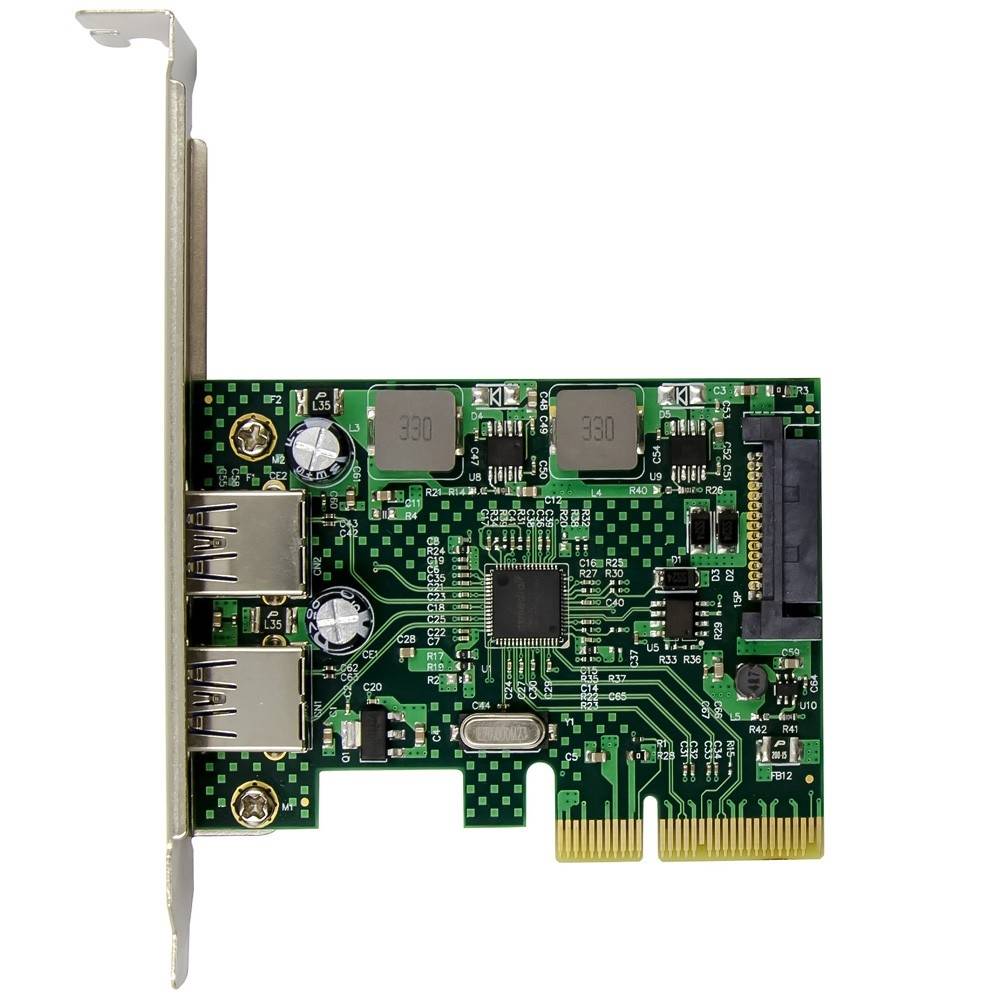 Orient AM-U3142PE-2A, PCI-Ex4 v3.0, USB 3.2 Gen2, 2-port ext Type-A, ASM3142 chipset, разъем доп.питания, в комплекте LP планка крепления