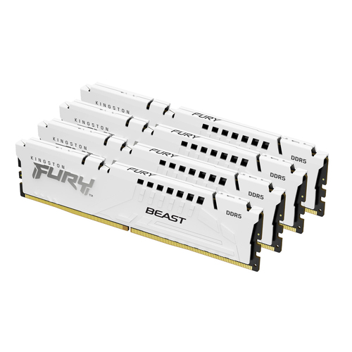 Оперативная память Kingston Fury Beast White, DDR5, 64GB (4x16GB), 5600 MHz, CL40, с радиатором, белый
