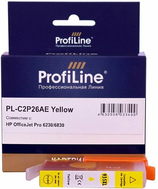 Картридж ProfiLine PL-C2P26AE_WI_Y струйный (№935XL) для HP OfficeJet Pro 6230/6830 водн. черн.  Yellow 9,5 мл