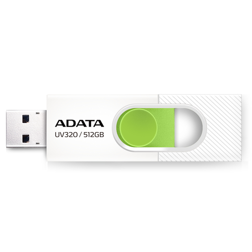 Флешка USB ADATA UV320 (AUV320-512G-RWHGN), 512Gb, USB 3.2 Gen1, R/W 100/30, белый/зеленый