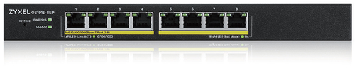 Коммутатор гибридный Smart L2 PoE+ Zyxel NebulaFlex GS1915-8EP, 8xGE PoE+, бесшумный (без вентилятора), бюджет PoE 60 Вт, автономное/облачное управление