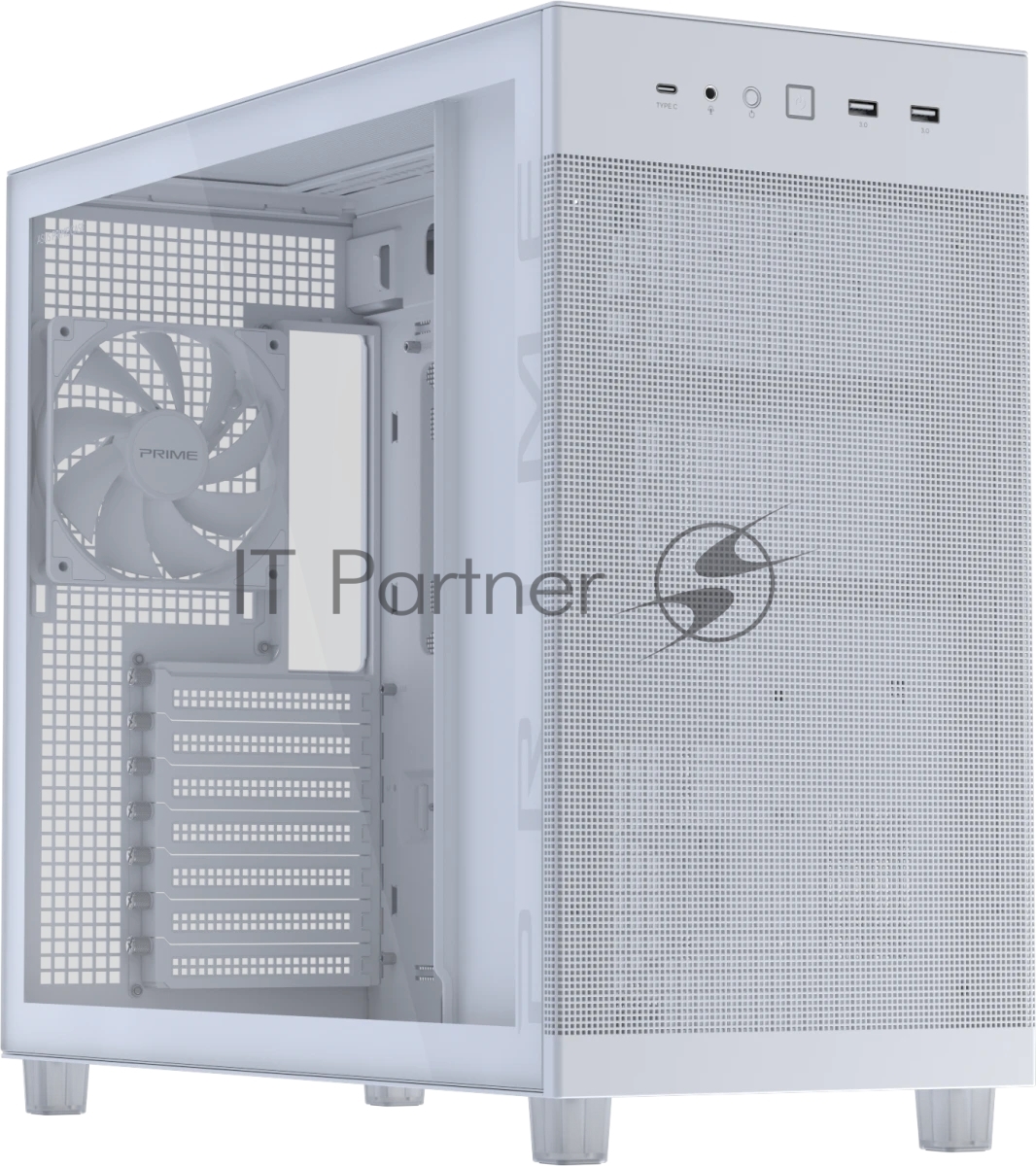 Корпус ASUS Prime AP303 TG, Midi-Tower, белый, 1 x 120 мм