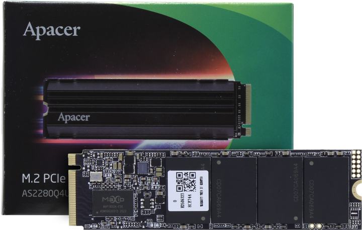 Твердотельный накопитель Apacer SSD AS2280Q4U 1TB M.2 2280 PCIe Gen4x4, R7300/W6000 Mb/s, 3D NAND, MTBF 1.6M, NVMe, 750TBW, Retail, Heatsink, 5 years (AP1TBAS2280Q4U-1)
