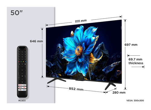 Телевизор QLED TCL 50" 50P7K черный 4K Ultra HD 60Hz DVB-T DVB-T2 DVB-C DVB-S DVB-S2 USB WiFi Smart TV