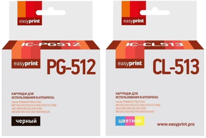 Комплект картриджей EasyPrint IC-PG-512/CL-513_SET для Canon:  PG-512/CL-513,  черный  + цветной