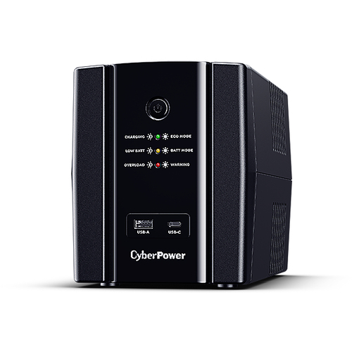 UT2200EG - Источник бесперебойного питания, CyberPower, UT2200EG, Мощность 2200ВА/1320Вт, UTG-серия, Линейно-интерактивный, Напольный, LED/RJ11/RJ45e/USB, AVR: 165-290В, АКБ 12В/9Ач*2шт., Вых: 4xSchuko, Чёрный