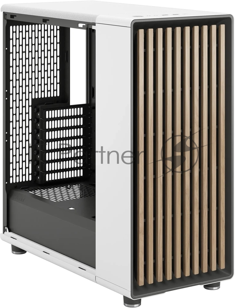 Компьютерный корпус без блока питания Case Fractal Design North TG Clear Tint, Midi-Tower, 2x140мм, 2xUSB-A 3.2 + 1xUSB 3.2 Type-C ATX, mATX, mITX Wood panel, Chalk белый
