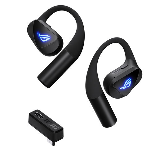 Гарнитура ASUS ROG Cetra Open Wireless Gaming Earbuds чёрный, беспроводная, радиоканал, до 16 ч, подсветка, совместимость с PS5